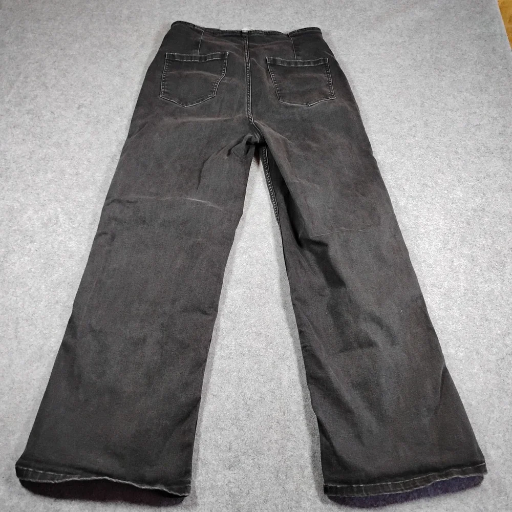 We The‎ Free Free People Black Wide Leg Flare Jeans Size 32 High Rise Stretch